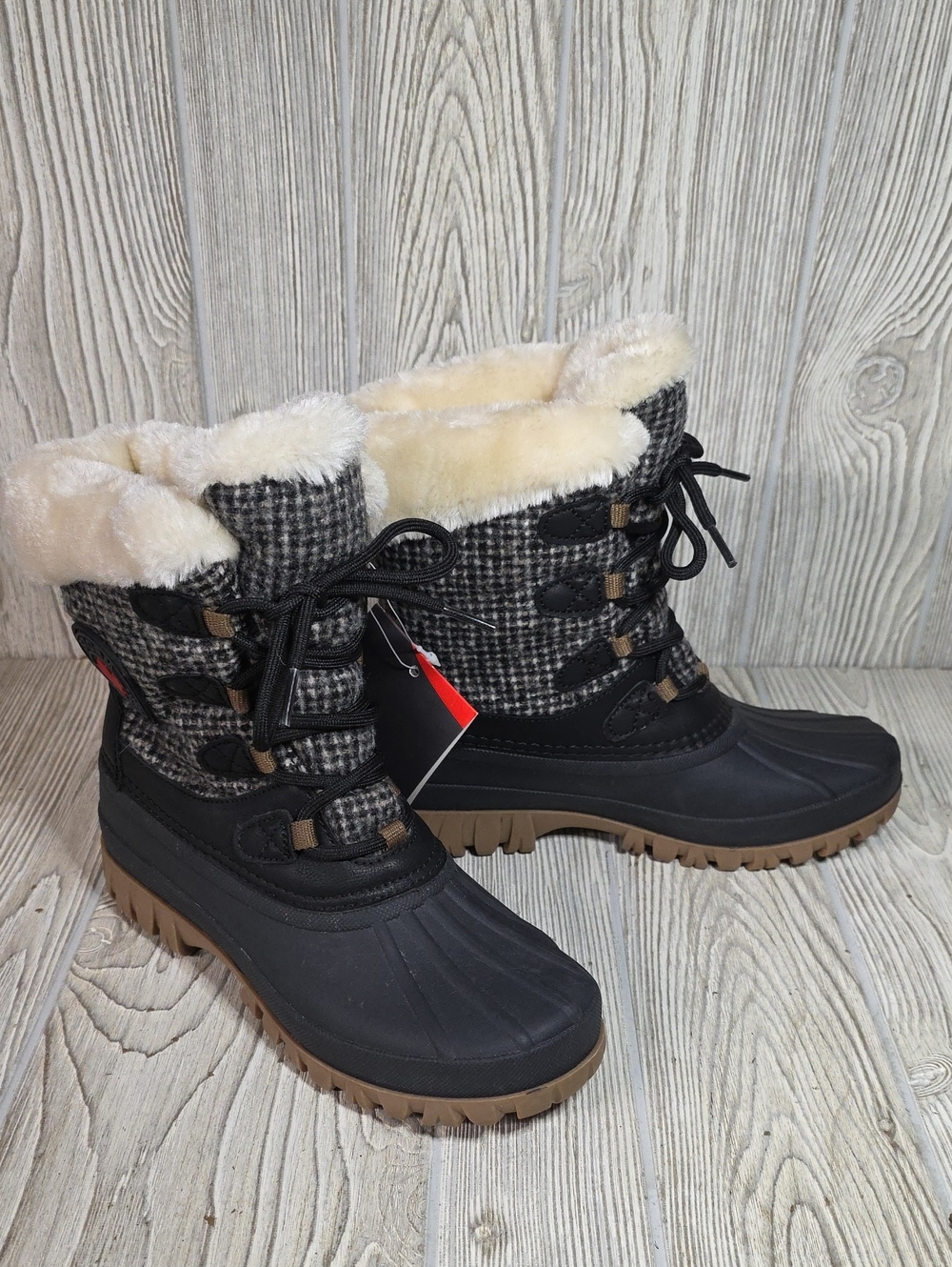 Storm by Cougar Cabin Waterproof Houndstooth Winter Boots Womens Size 7 NWT